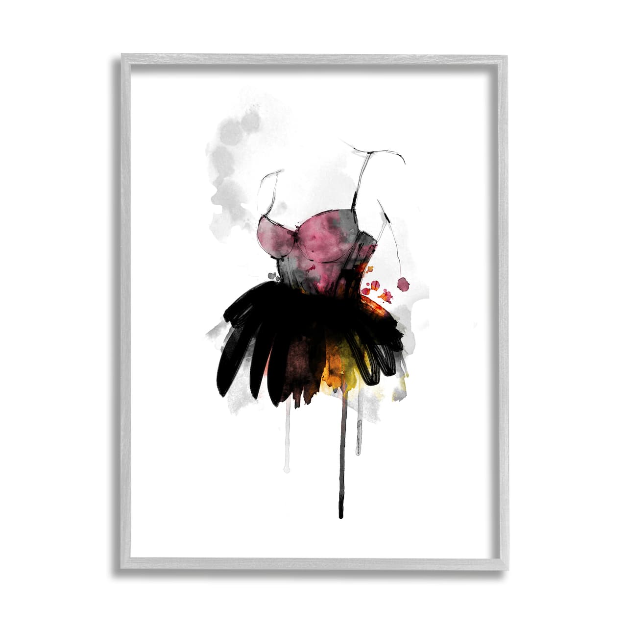 Stupell Industries Modern Female Corset Fashion Illustration Abstract Dress Framed Wall Art